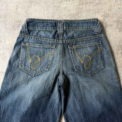 Bebe Y2K Denim Capris Size 25 Dark Blue 3/4 Pants             -B34