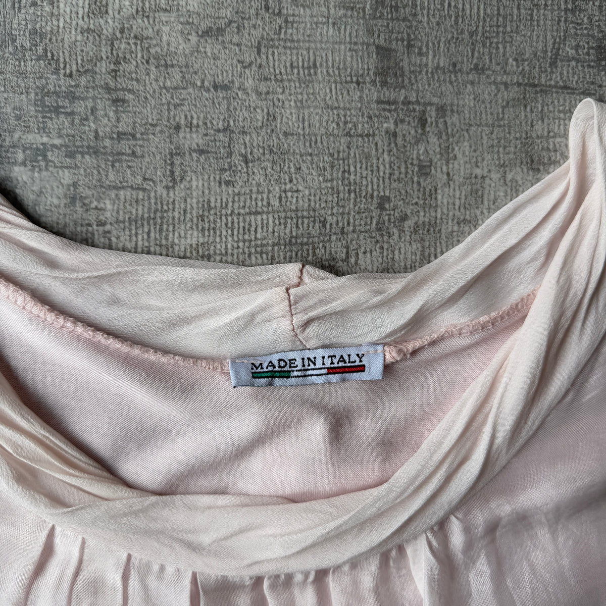 Made In Italy Pink Pastel Silk Ruffle Tunic Top Fits Size M-L Womens              -C41