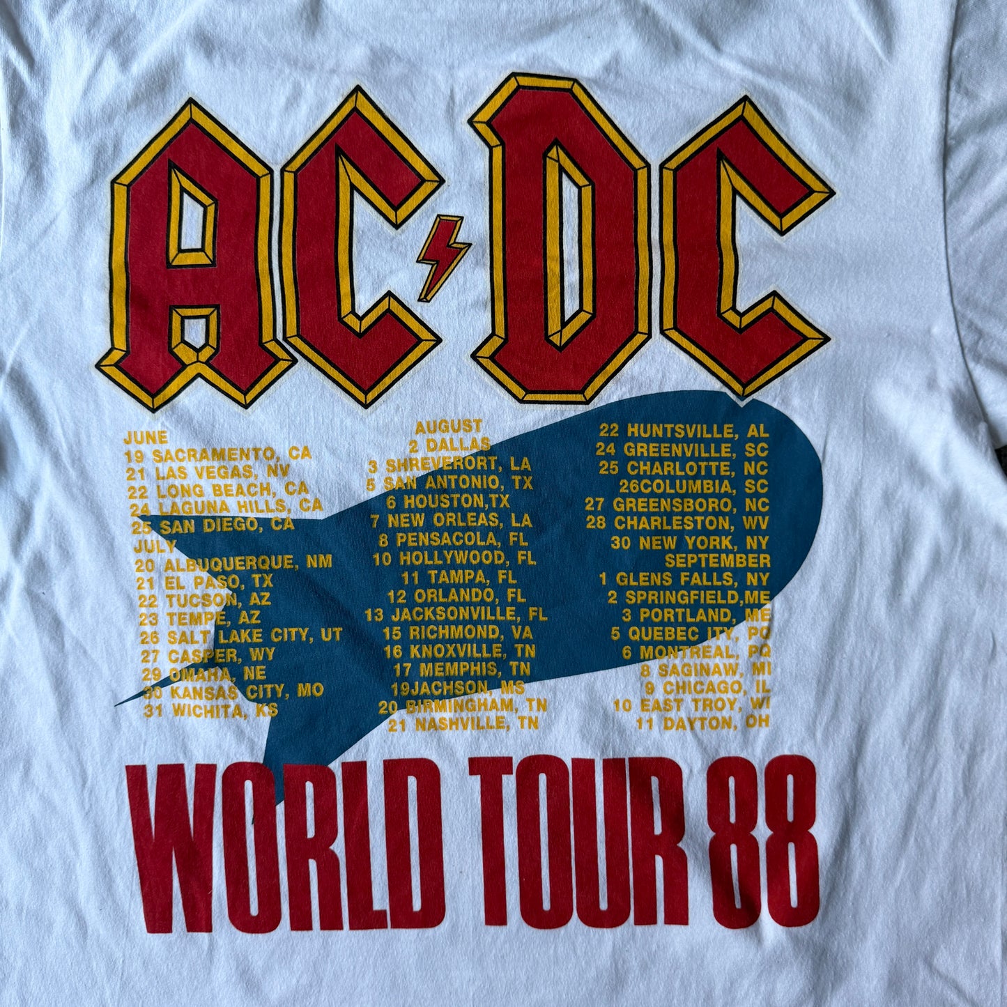 ACDC World Tour 1988 Reprint T-Shirt Size L Mens Double Side Graphic          -D51