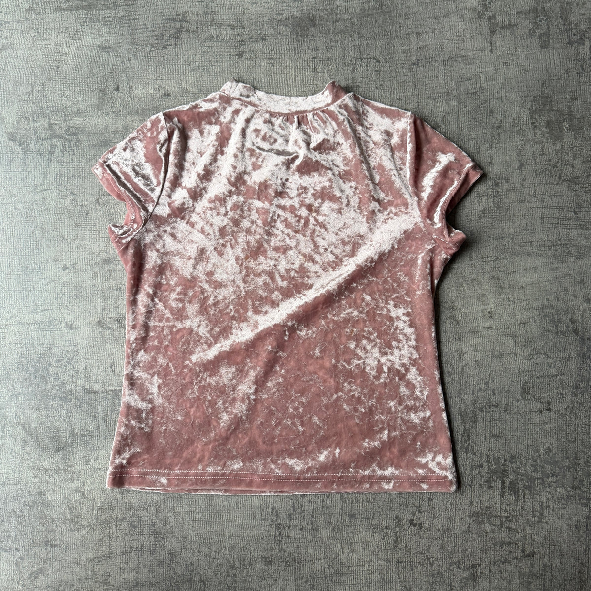 Stussy Y2K Pink Velour Top Size 8 Womens Baby Tee               -F53