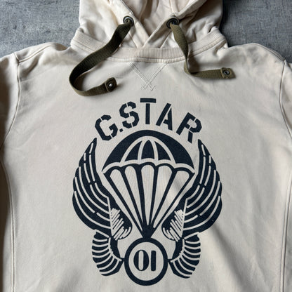 G-Star Raw Y2K Graphic Hoodie Fits Size L Mens Beige Pullover                  -F23