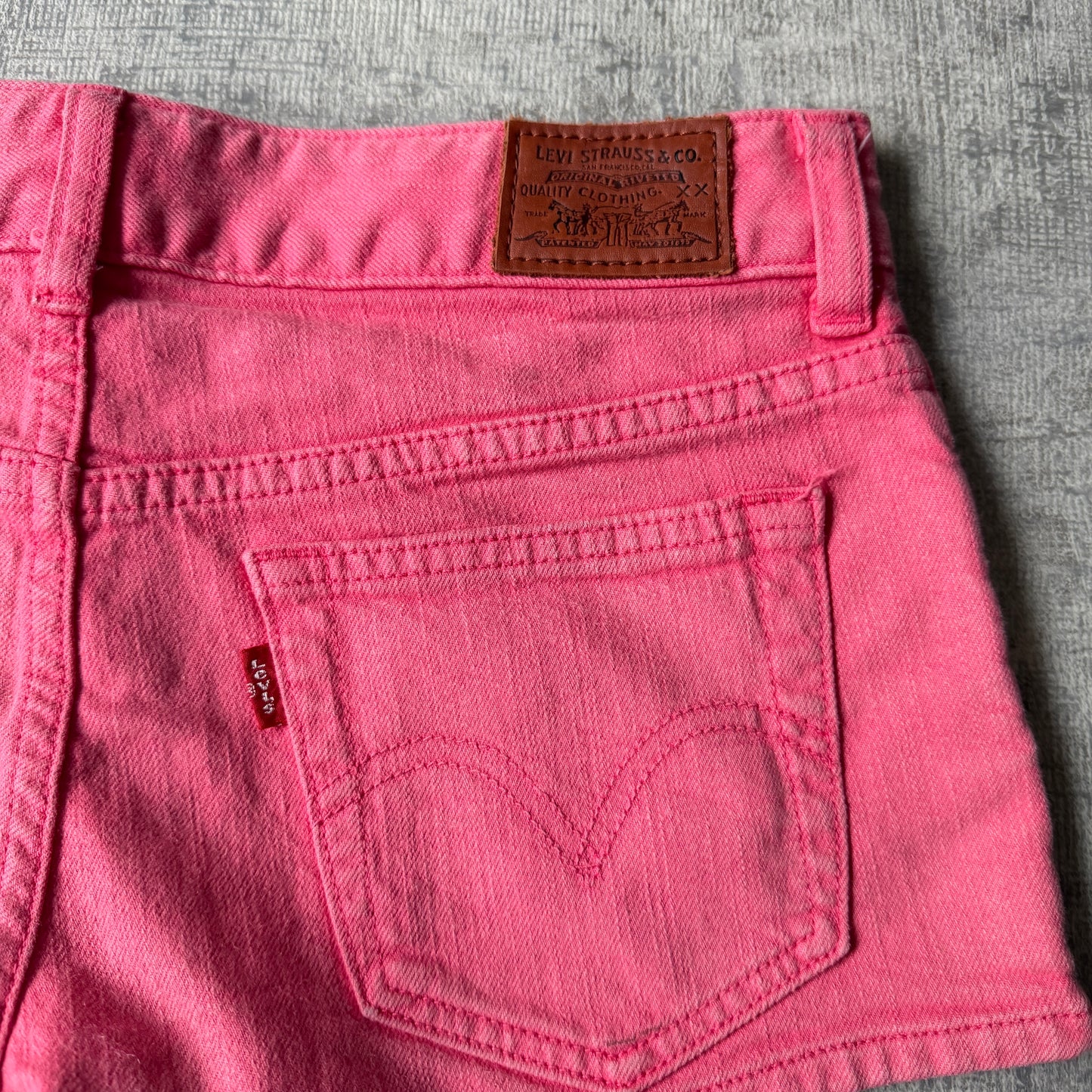 Levis Pink Y2K Mini Shorts Size 26 Denim Low Rise            -F5