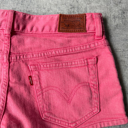 Levis Pink Y2K Mini Shorts Size 26 Denim Low Rise            -F5