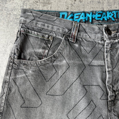 Ocean & Earth Y2K Baggy Black Washed Jorts Size 33 Mens        -G11