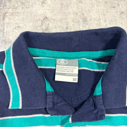 Canterbury Y2K Striped Polo Shirt Size M Mens Blue/ Green Top                        -I68