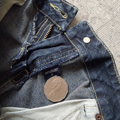 Jeanswear Y2K Baggy Capris Size W28 Dark Blue Denim NWT's              -C2