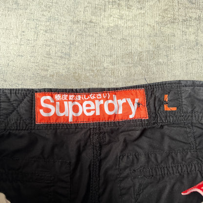 Superdry Black Baggy Utility Cargo Pants Size L Mens Adjustable Waist            -F10