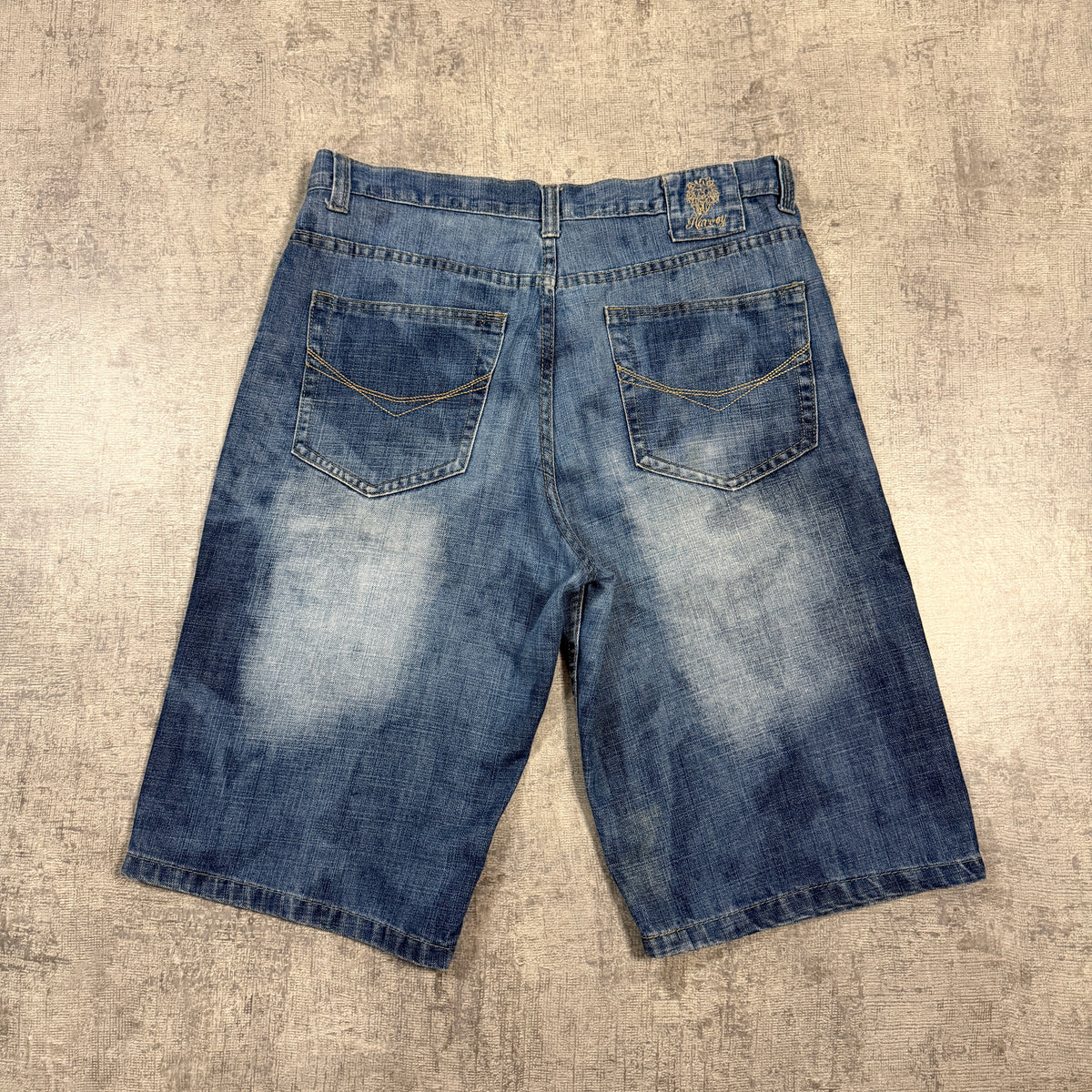 Harvey Y2K Baggy Jorts Size 34 Dark Blue Washed Denim          -I15