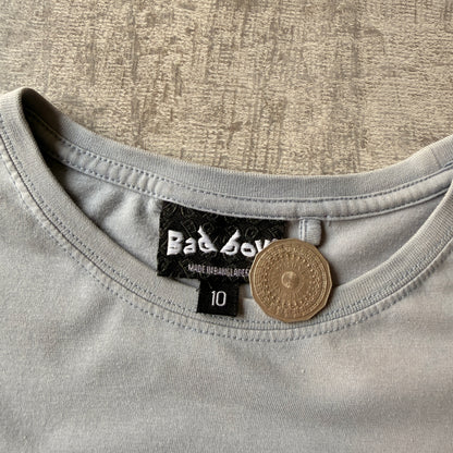 Bad Boy Grey Graphic Baby Tee Size 10y Fits XS Womens              -C37
