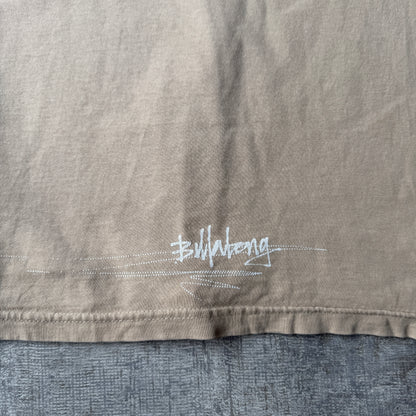 Billabong Y2K Script Graphic T-Shirt Size L Mens Beige Tee            -C24