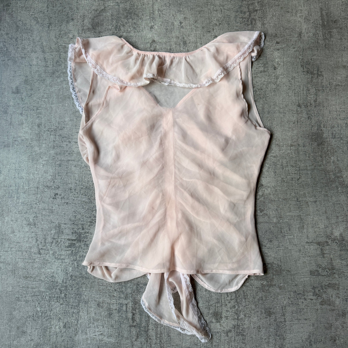 Danoff Womens Baby Pink Y2K Blouse Top Size M Lace Trim        -G53