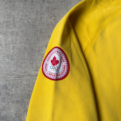 Vintage Canada Winter Olympic Hoodie Size L Mens Yellow Pullover          -H25