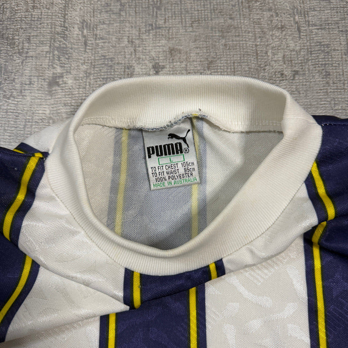 Vintage Puma Snickers Football Jersey Size L Mens #2 White/ Blue        -I8