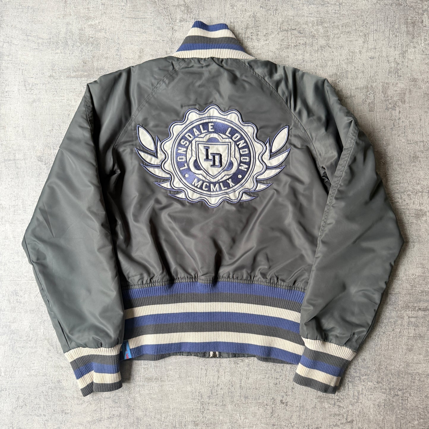 Lonsdale Womens Y2K Bomber Jacket Size 8 Grey White          -H34