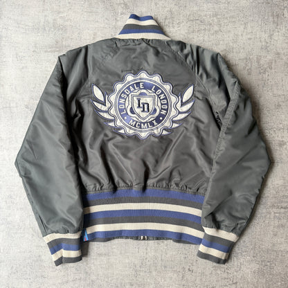 Lonsdale Womens Y2K Bomber Jacket Size 8 Grey White          -H34