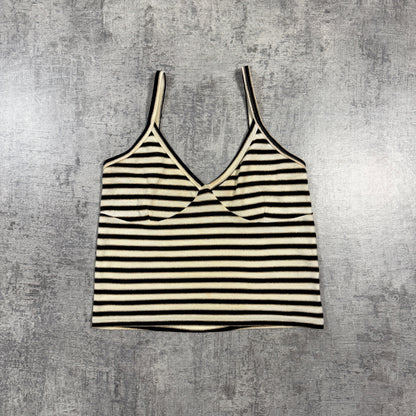 Stussy Women’s Y2K Stiped Cami Top Size 8 Womens Black Cream          -I50