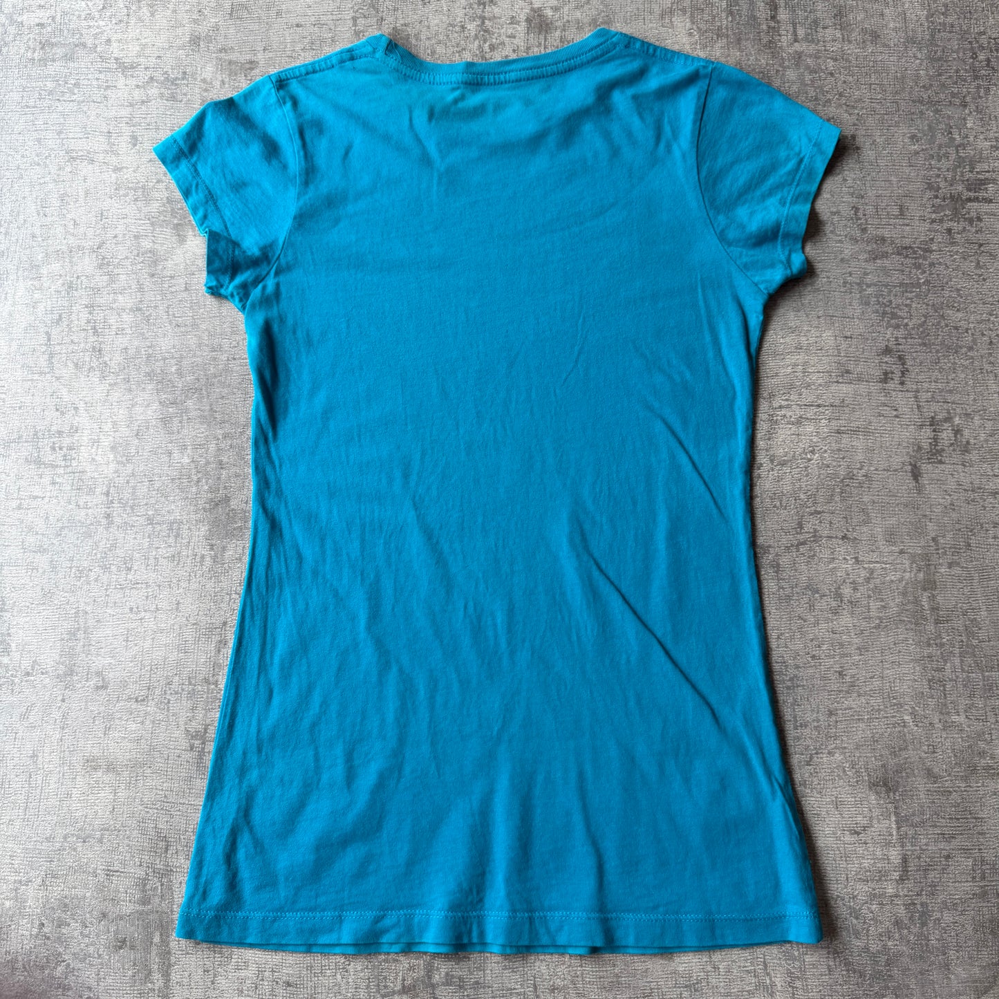 Hard Rock Saigon Womens Graphic Top Size S Teal Blue Fitted       -B21