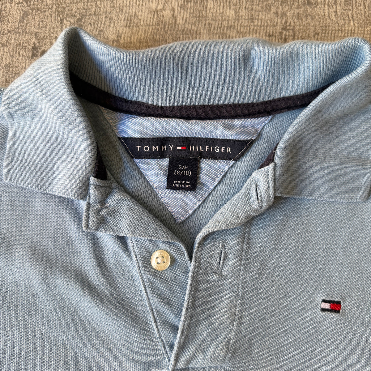 Tommy Hilfiger Womens Pastel Blue Polo Shirt Size S Y2K            -D38