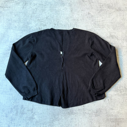 Stussy Y2K Knitted Graphic Sweater Size 6 Black White Jumper          -B45