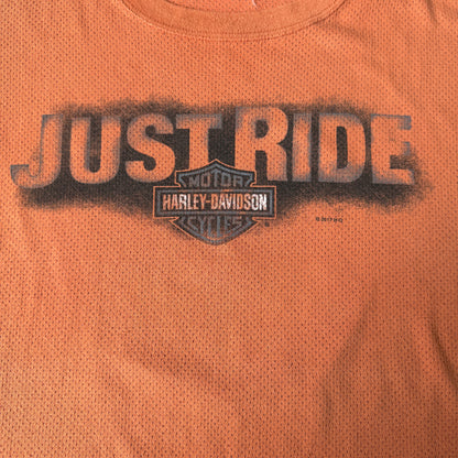 Harley Davidson Skull Orange Singlet Top Size XL Mens Mesh Tank        -A25