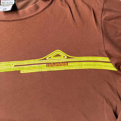 Columbia Brown Y2K Long Sleeve T Shirt Size M Mens Graphic Tee            -C23