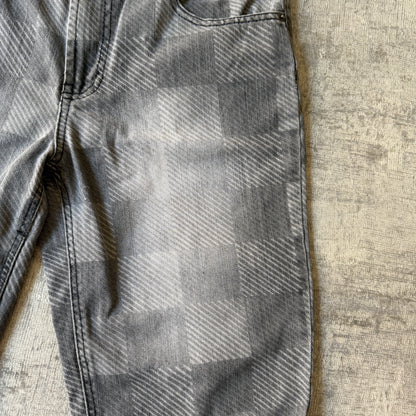 Wavezone Y2K Baggy Jorts Size 32 Grey Checkered Faded Mens          -A48