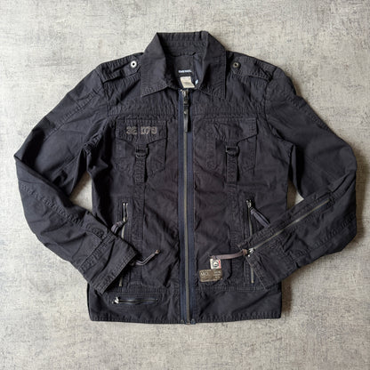Diesel Mens Black Short Denim Jacket Size M Full Zip Y2K                  -F29