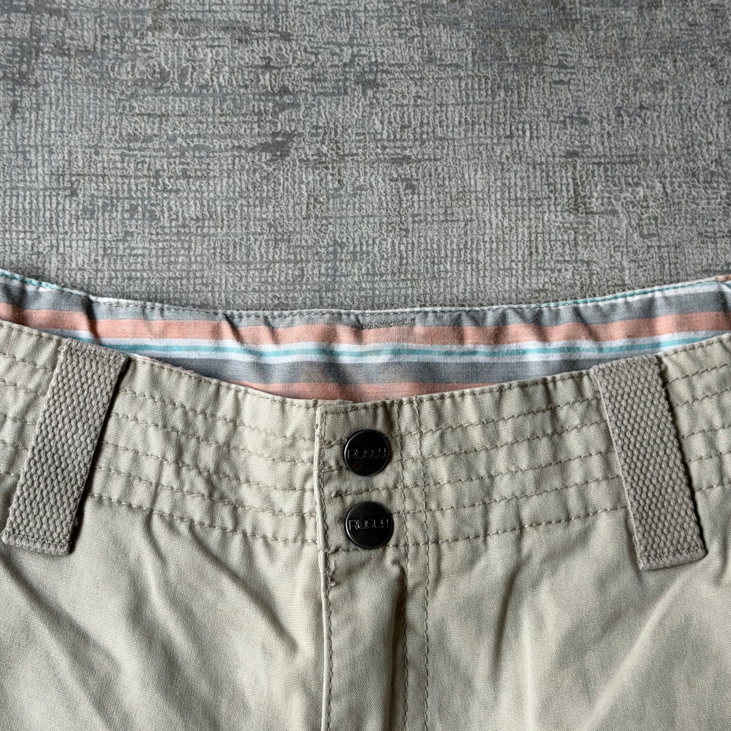 Rusty Y2K Womens Cargo Shorts Size 10 Beige Mini Shorts           -C9