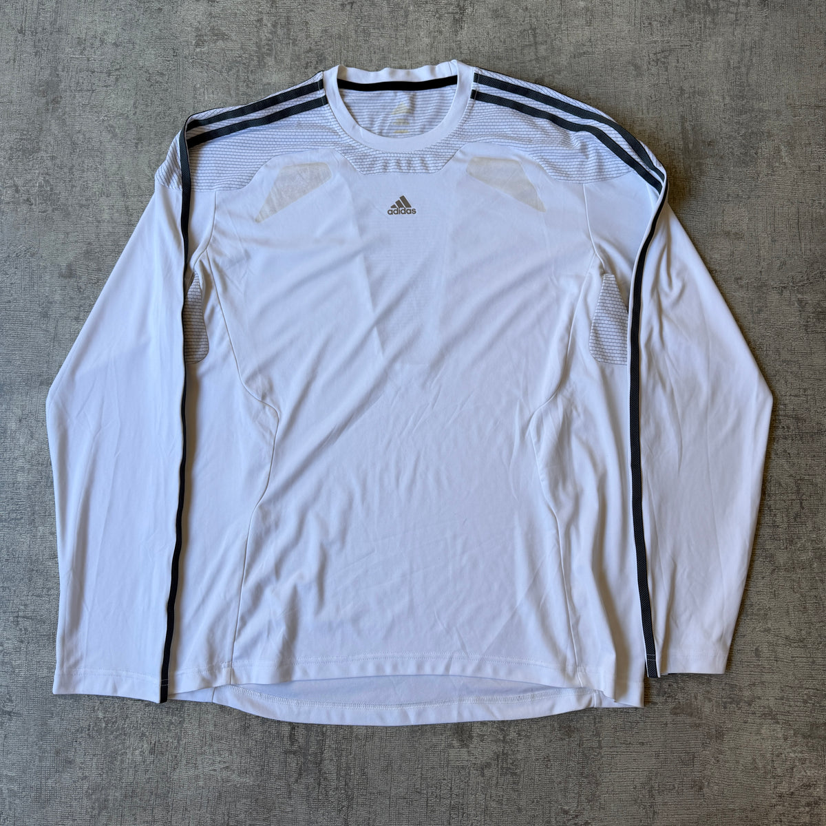 Adidas Y2K Athletic Long Sleeve Top Size L Mens White Black Top        -H52