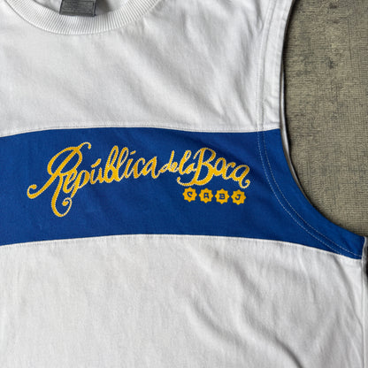 Nike Y2K Boca Juniors Singlet Top Size L Mens White Blue Tank      -A24