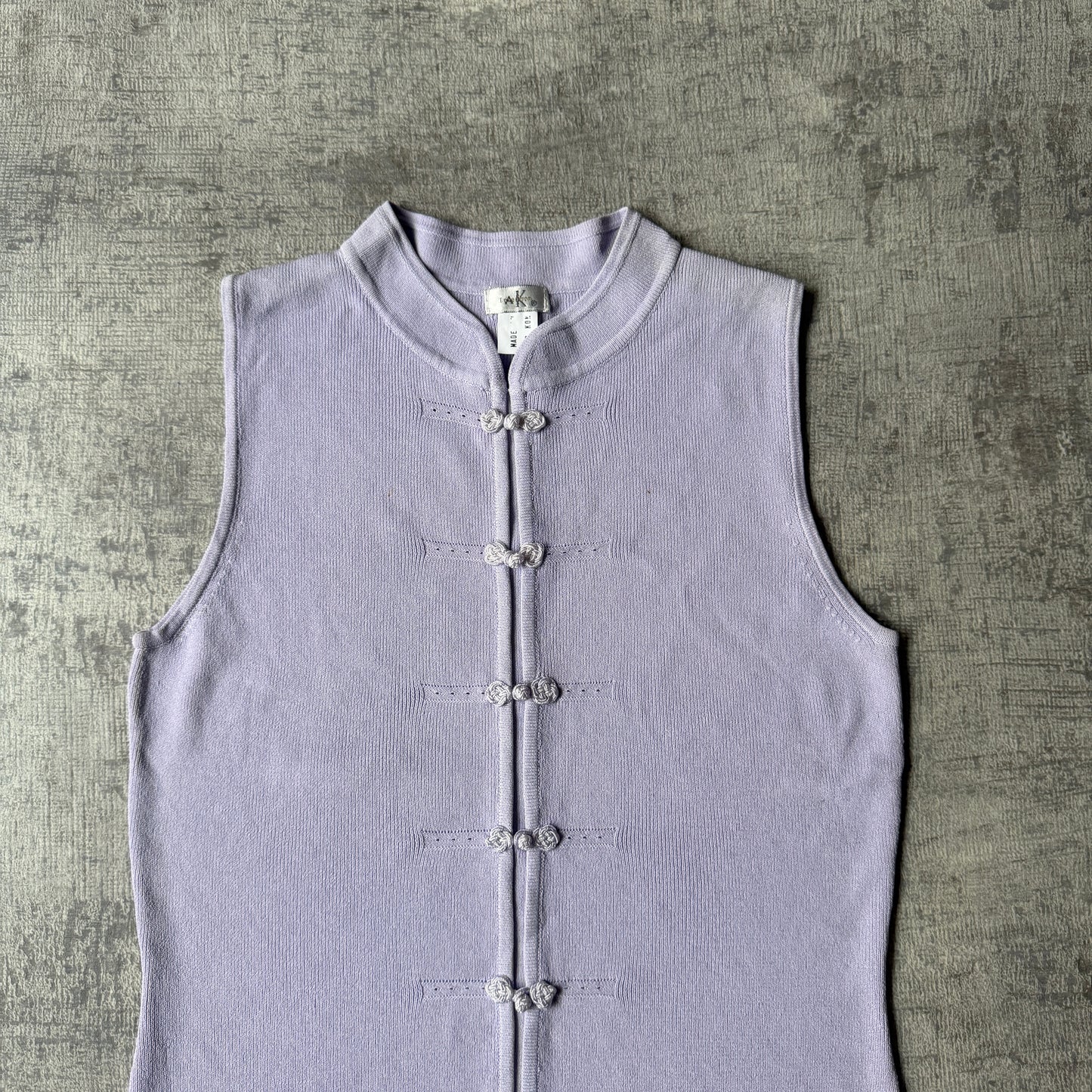 Vintage Womens Lavender Sleeveless Knit Top Size Fits S-M Made in Hong Kong           -F63