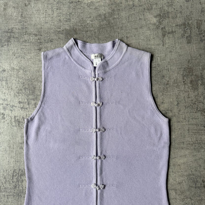 Vintage Womens Lavender Sleeveless Knit Top Size Fits S-M Made in Hong Kong           -F63