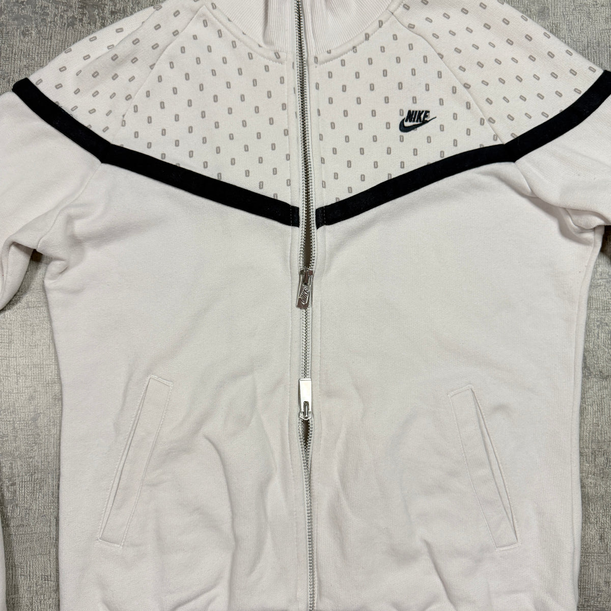 Nike Y2K Track Jacket Size L Womens White Black Dotted                -D21