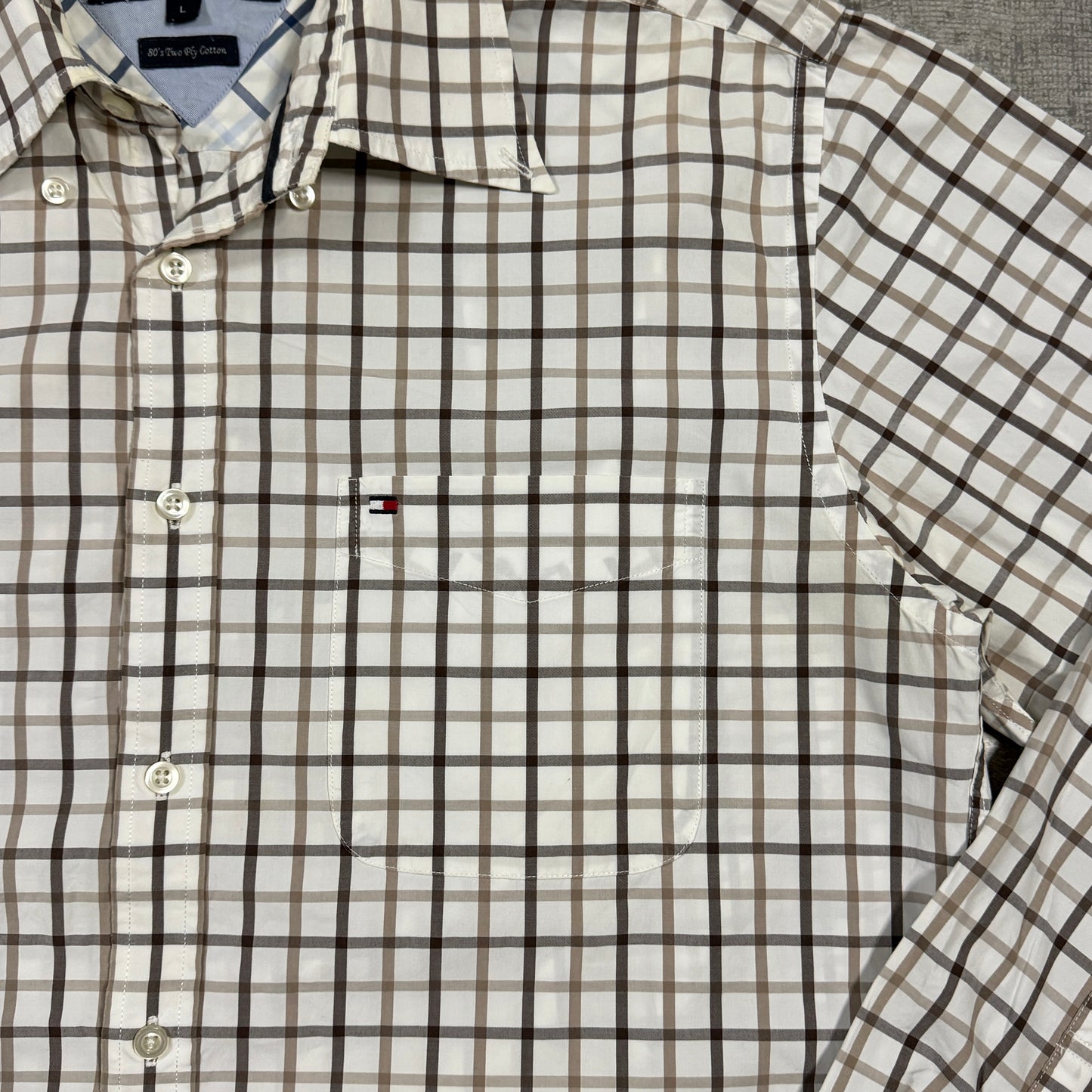 Tommy Hilfiger Plaid Cropped Button Up Shirt Size L Mens             -I4