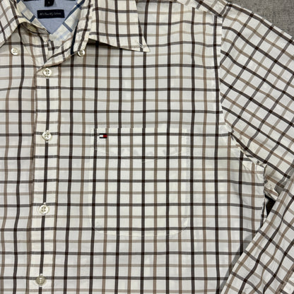 Tommy Hilfiger Plaid Cropped Button Up Shirt Size L Mens             -I4