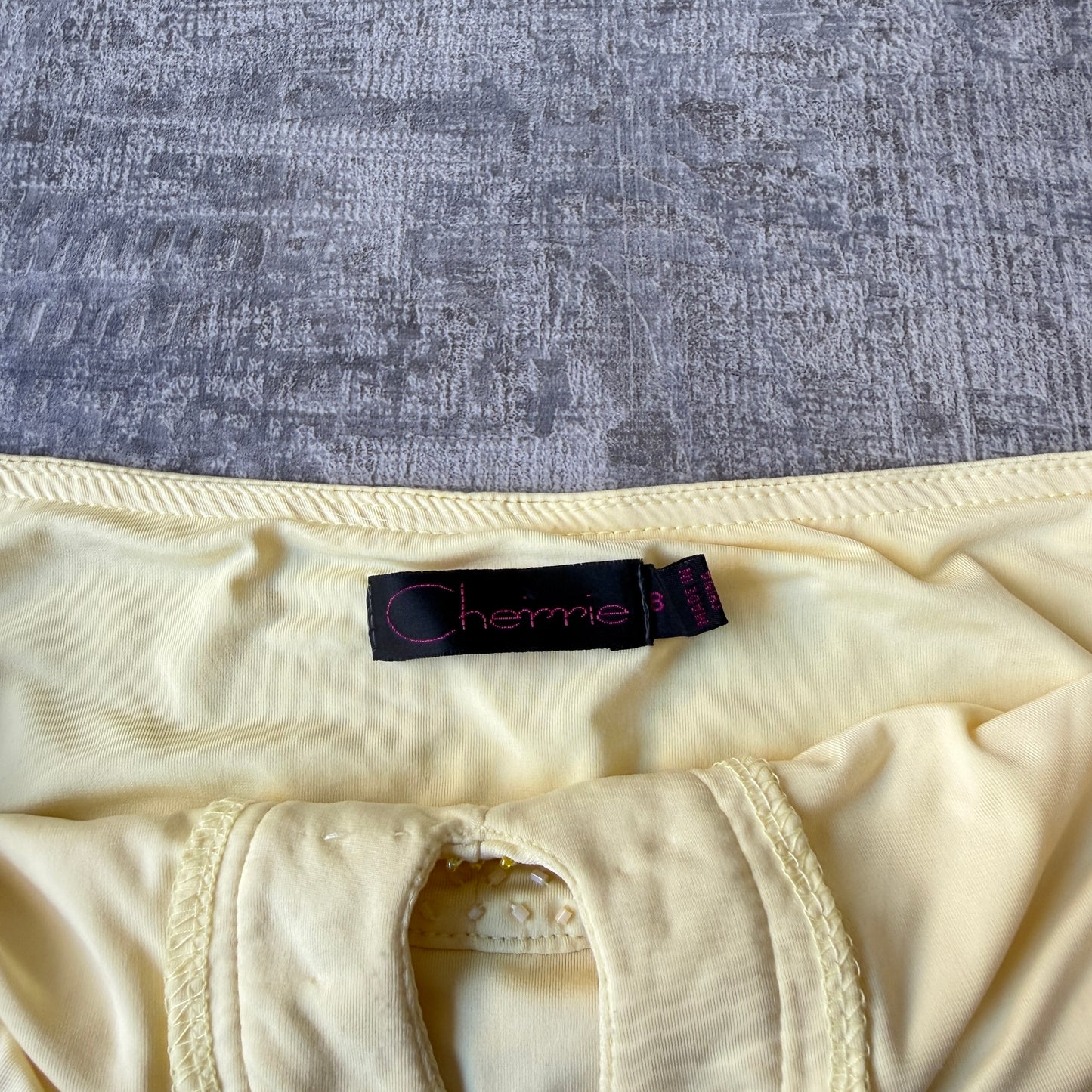 Y2K Cherrie Pastel Yellow Halter Neck Top Size 8 Womens      -A13