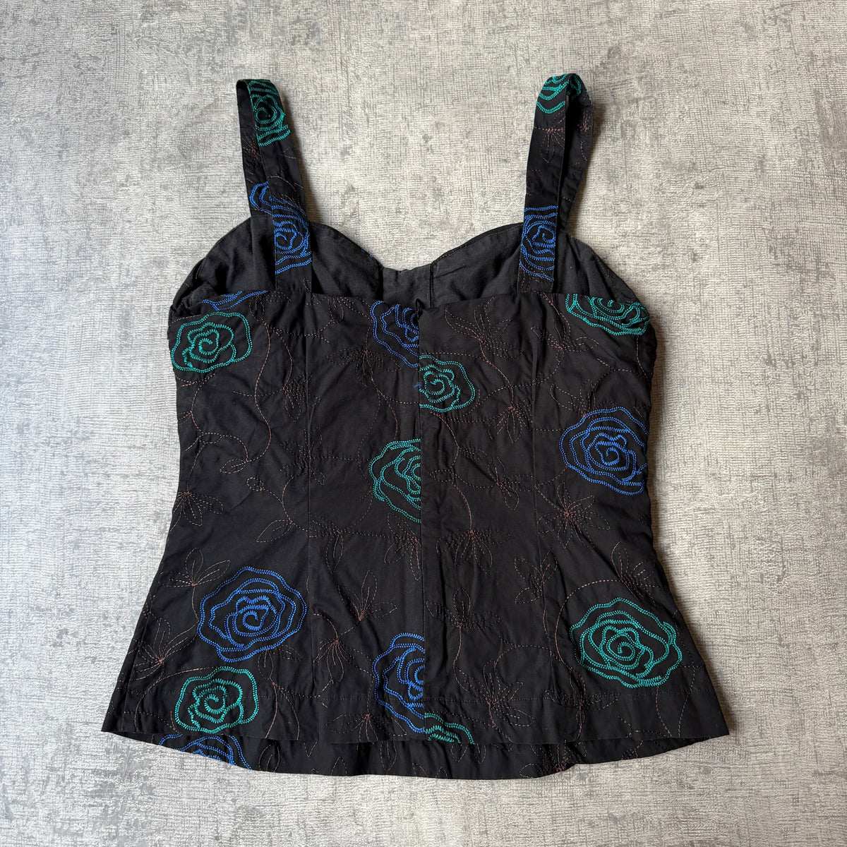 Ideals Y2K Womens Black Embroidered Cami Top Size 10 Womens            -G58