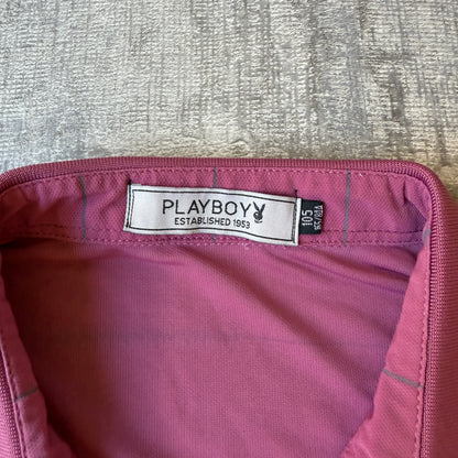 Playboy Vintage Mens Pink Polo Shirt Size Fits S-M Mens          -F51