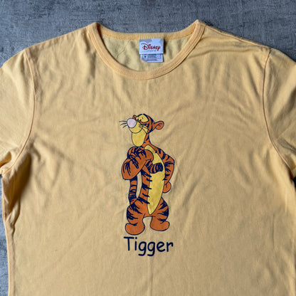 Disney Y2K Tigger Womens Yellow Baby Tee Size M Pastel Yellow             -F60