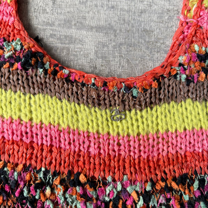 Stussy Y2K Crochet Knit Cami/ Tank Top Size 10 Womens Multicoloured Singlet         -A16