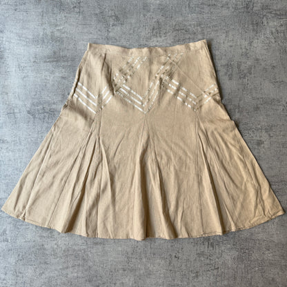 Silhouette Vintage Pleated Maxi Skirt Size 12 Womens Beige              -B59