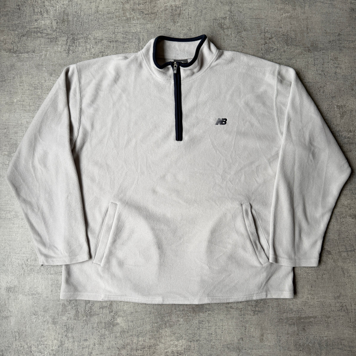 New Balance Cream Fleece Quarter Zip Jumper Size XL Mens           -G23