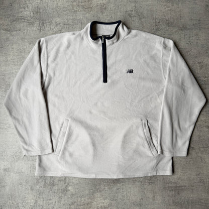 New Balance Cream Fleece Quarter Zip Jumper Size XL Mens           -G23