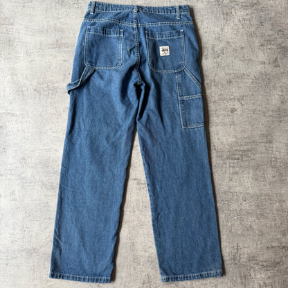 Stussy Baggy Blue Jeans Size 30 White Stitching                  -F8