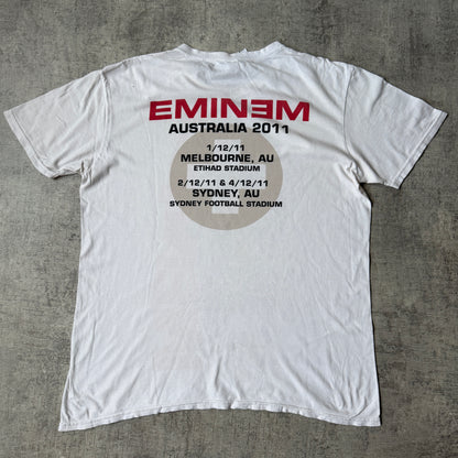 Eminem 2011 Australia Tour T Shirt Size L Mens White Tee        -G42