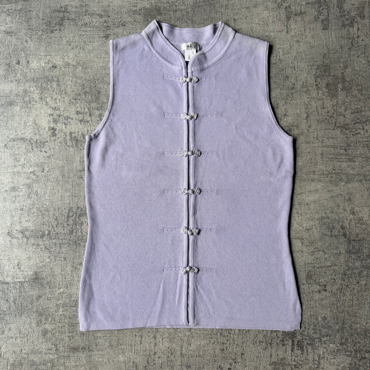 Vintage Womens Lavender Sleeveless Knit Top Size Fits S-M Made in Hong Kong           -F63
