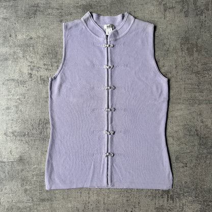 Vintage Womens Lavender Sleeveless Knit Top Size Fits S-M Made in Hong Kong           -F63