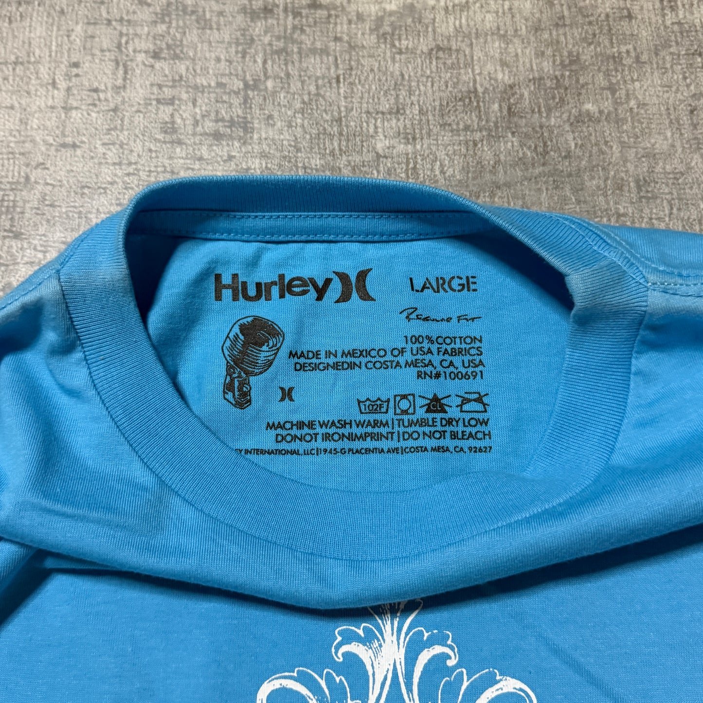 Hurley Blue Y2K Graphic Surf T-Shirt Size L Mens              -F48