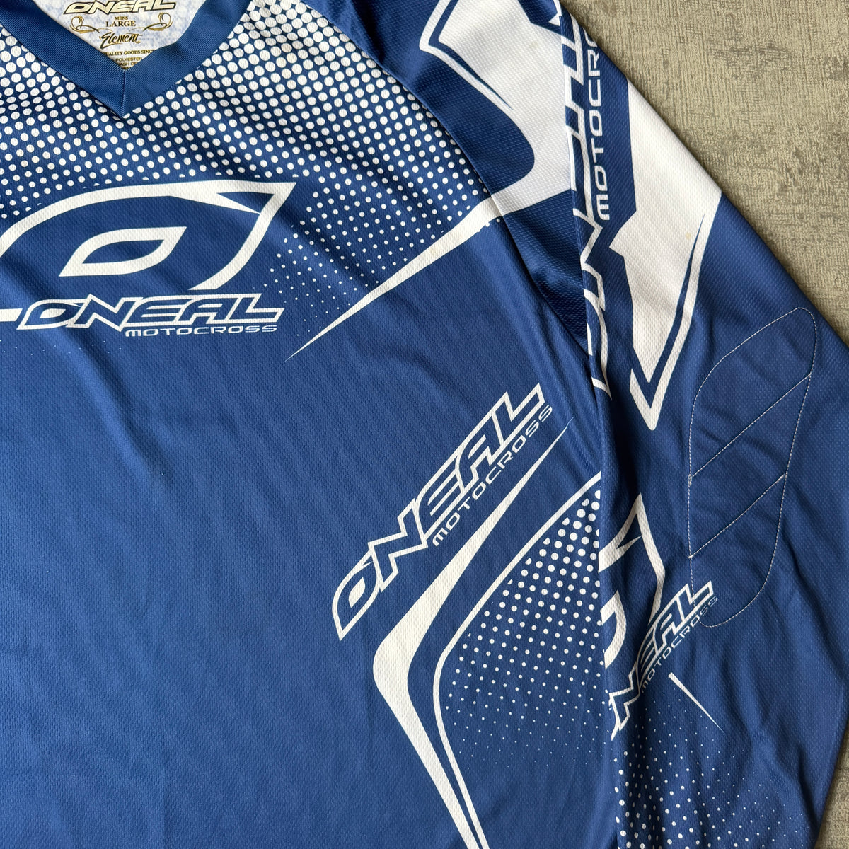 O’Neal Y2K Moto Cross Jersey Top Size L Mens Blue White Top     -H10