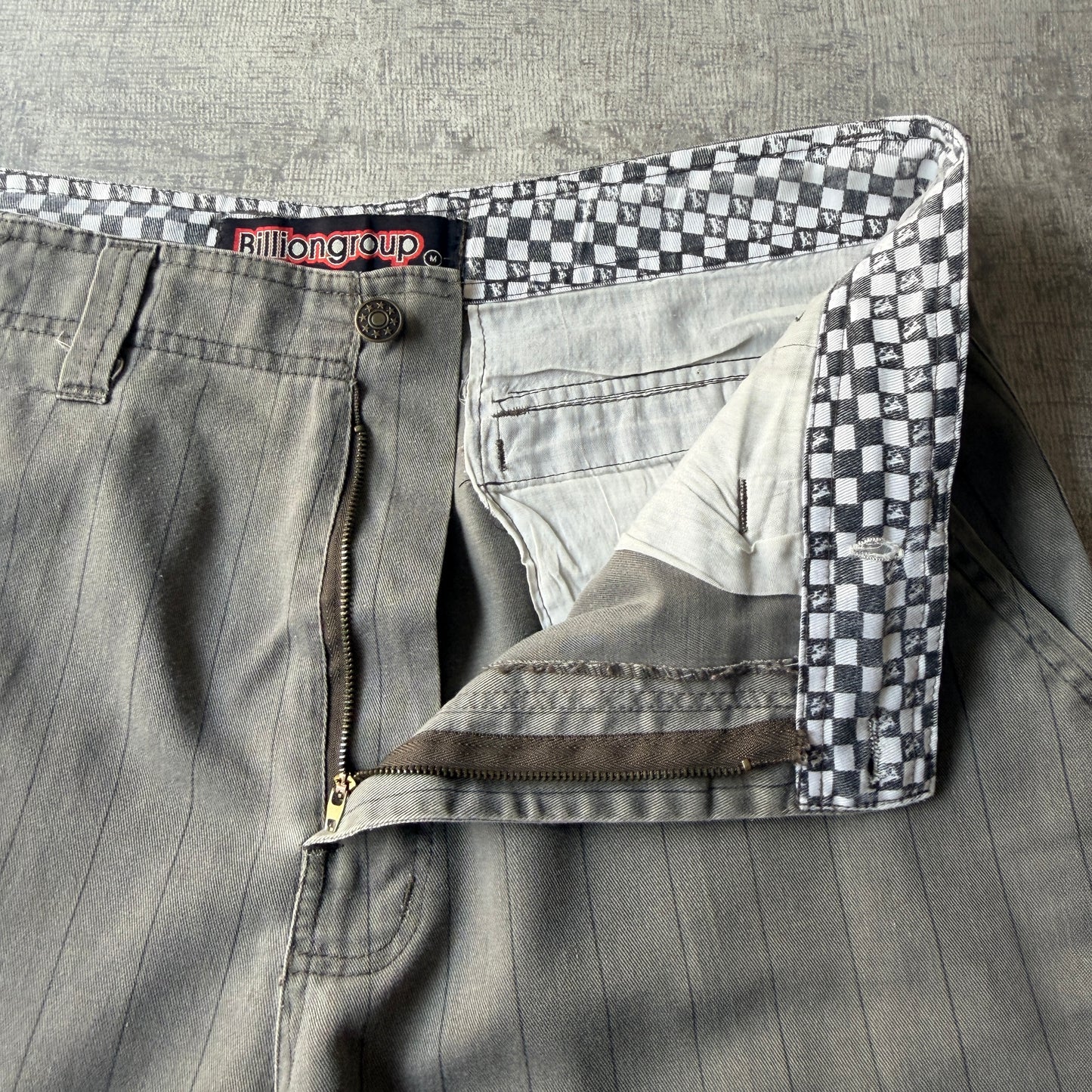 Billiongroup Y2K Baggy Grey Cargo Shorts Size M/32 Pinstripe             -B56